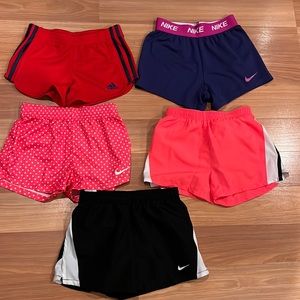 (5) Girls Nike & Adidas Dri-Fit Shorts